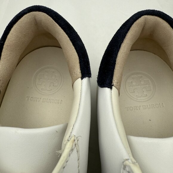 Tory Burch Sneakers Womens 5M T-Logo Leather Lace-Up Black/White Logo - Picture 8 of 14